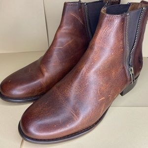 Frye Ankle Boots Woman's Brown Leather Double Zip